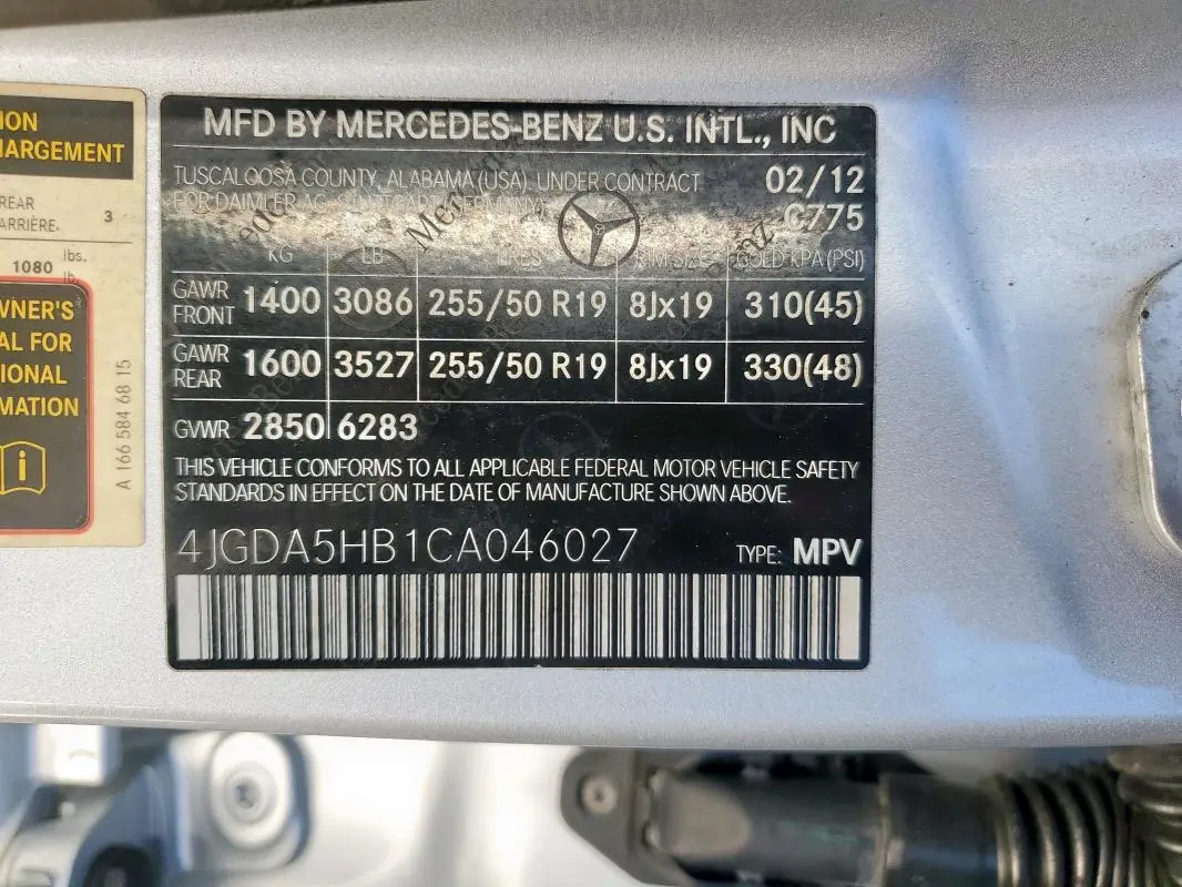 2012 MERCEDES-BENZ ML 350 4MATIC  