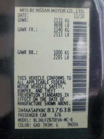 2011 NISSAN MAXIMA S  