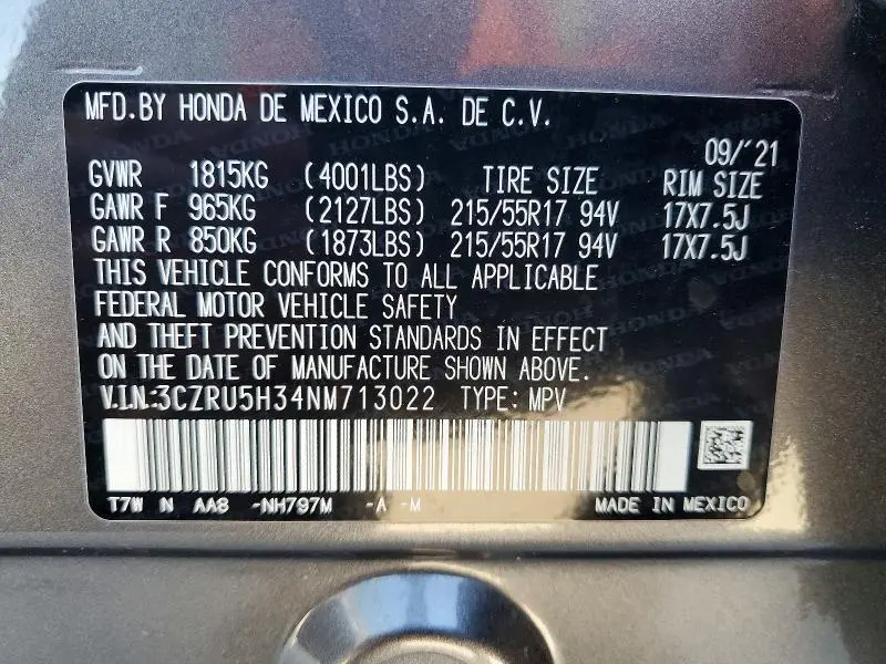 2022 HONDA HR-V LX  