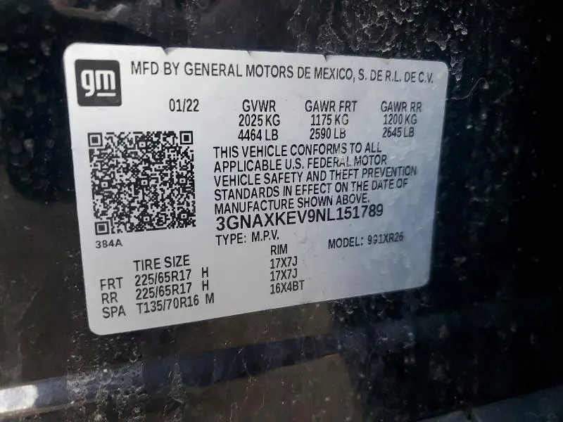 2022 CHEVROLET EQUINOX LT  
