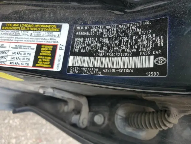 2012 TOYOTA CAMRY BASE  