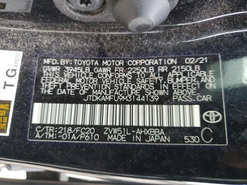 2021 TOYOTA PRIUS L ECO  