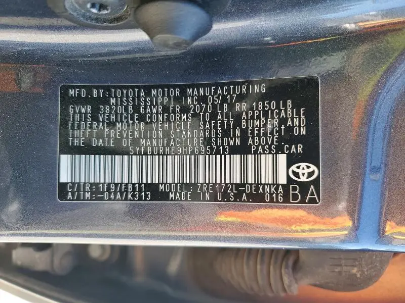 2017 TOYOTA COROLLA LE  