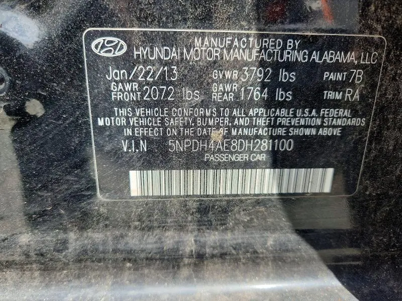 2013 HYUNDAI ELANTRA GLS  