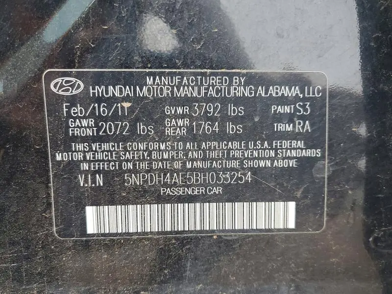 2011 HYUNDAI ELANTRA GLS  