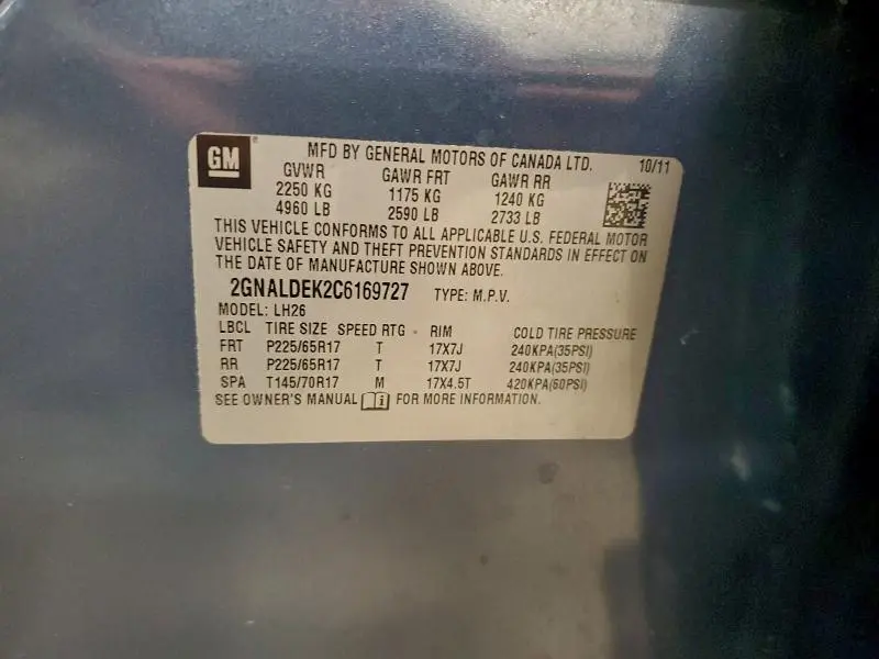 2012 CHEVROLET EQUINOX LT  