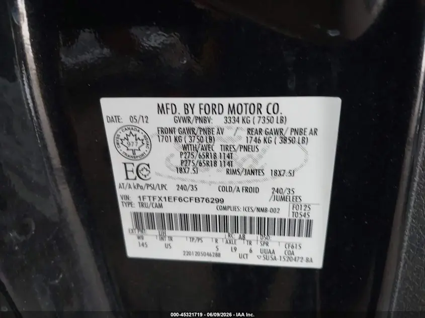 2012 FORD F-150 XLT