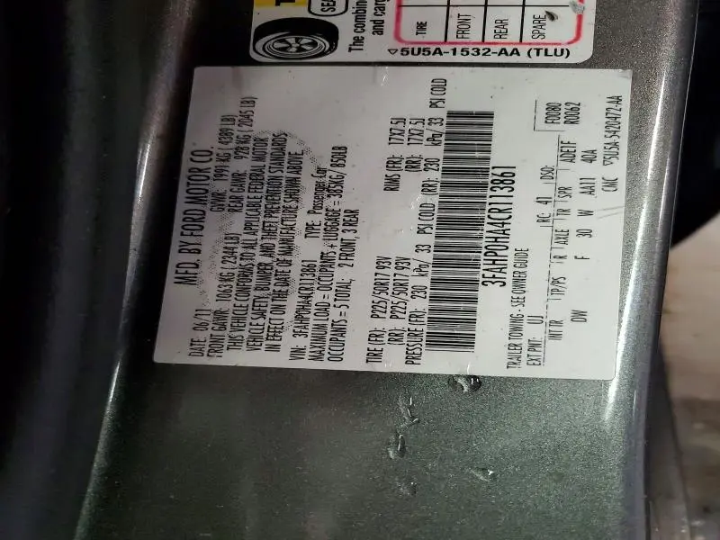 2012 FORD FUSION SE  