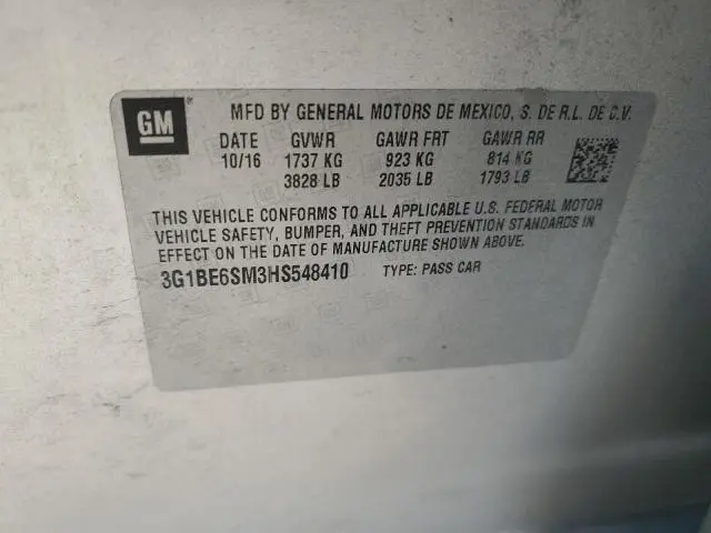 2017 CHEVROLET CRUZE LT  