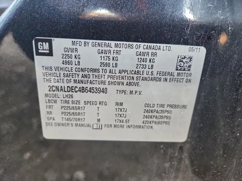 2011 CHEVROLET EQUINOX LT  