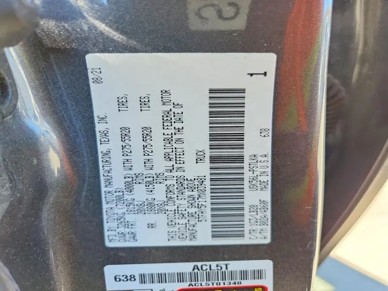 2021 TOYOTA TUNDRA LIMITED  