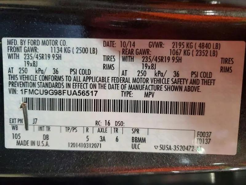 2015 FORD ESCAPE SE  