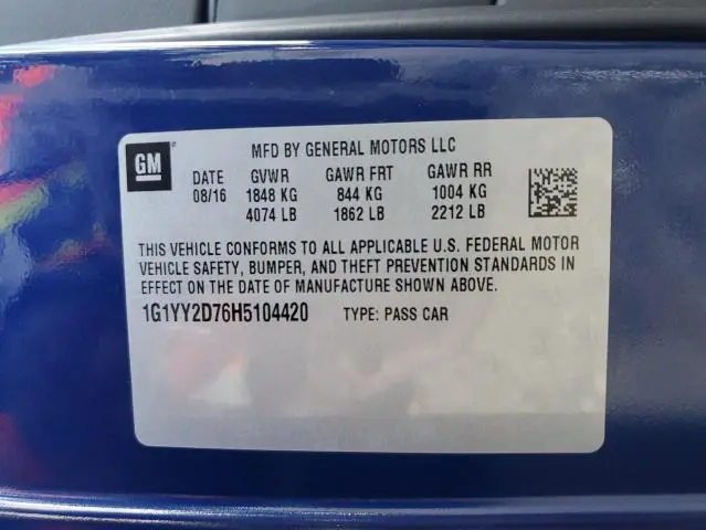 2017 CHEVROLET CORVETTE GRAND SPORT 2LT  