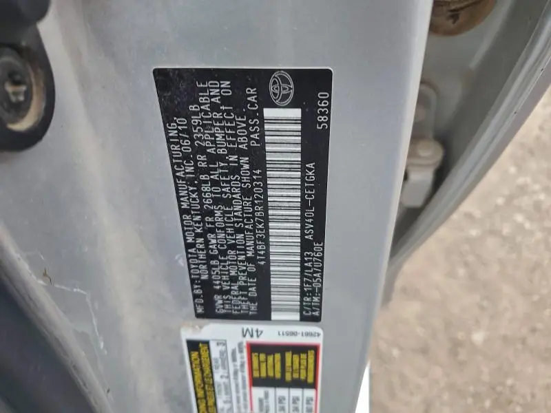 2011 TOYOTA CAMRY BASE  