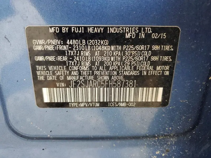 2015 SUBARU FORESTER 2.5I LIMITED  