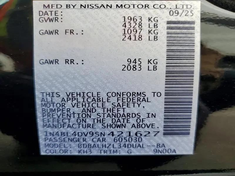 2025 NISSAN ALTIMA SV  