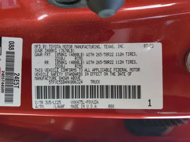 2022 TOYOTA TUNDRA CREWMAX CAPSTONE  