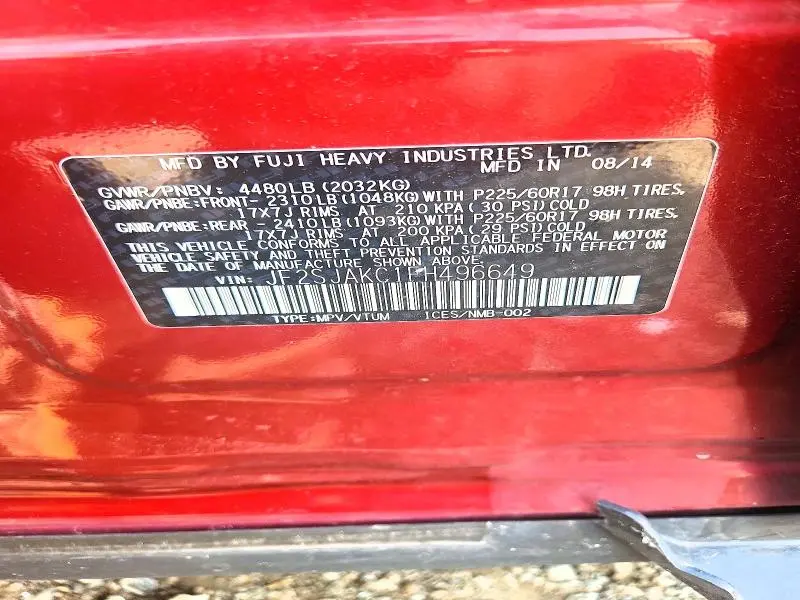 2015 SUBARU FORESTER 2.5I LIMITED  