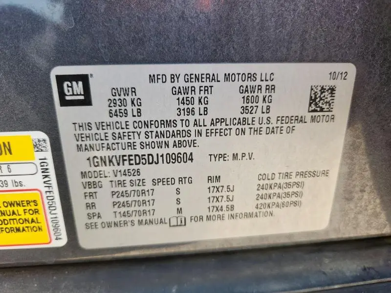 2013 CHEVROLET TRAVERSE LS  