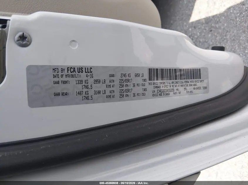 2016 DODGE GRAND CARAVAN SE PLUS