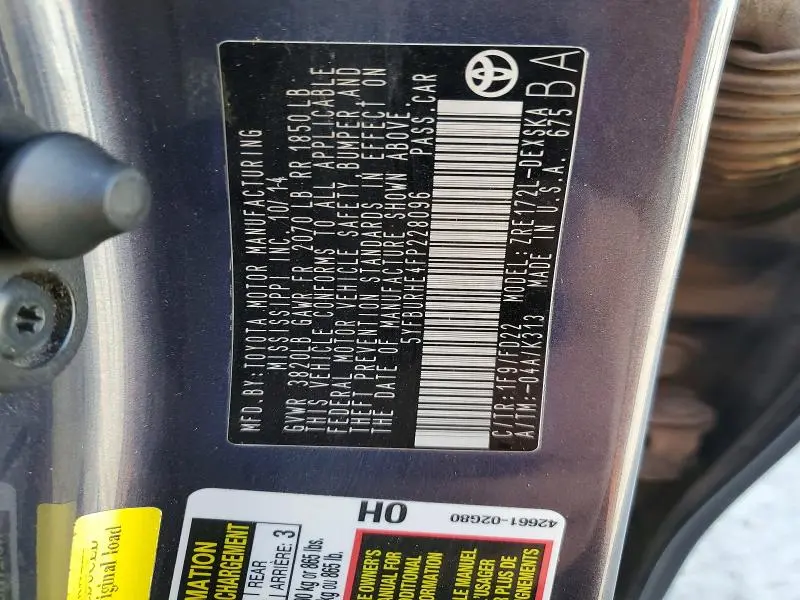 2015 TOYOTA COROLLA L  