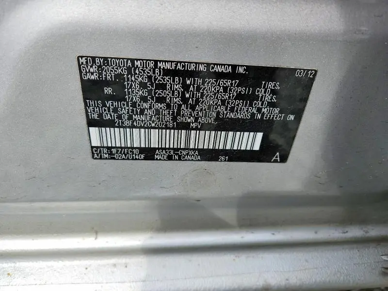 2012 TOYOTA RAV4 BASE  