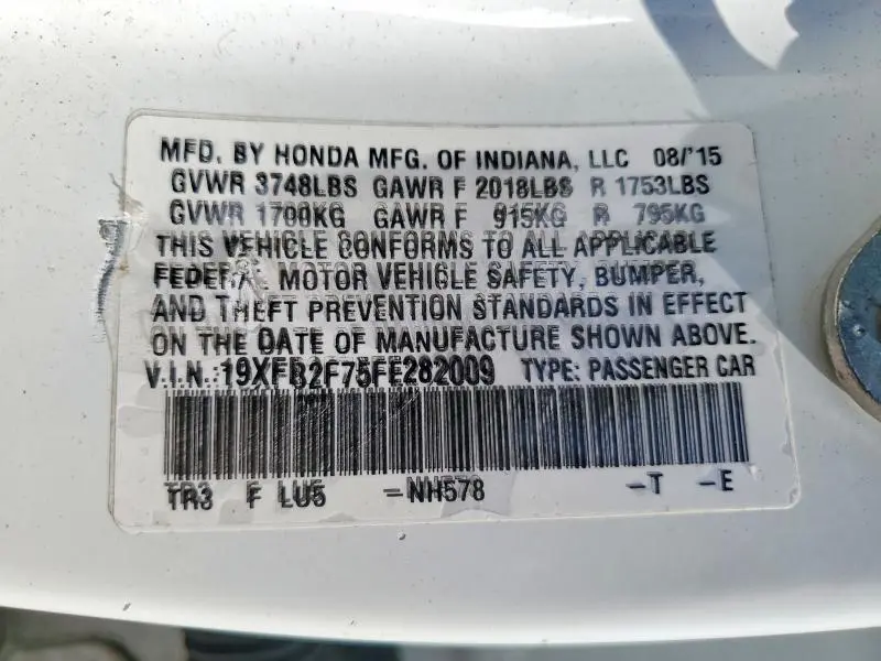 2015 HONDA CIVIC SE  