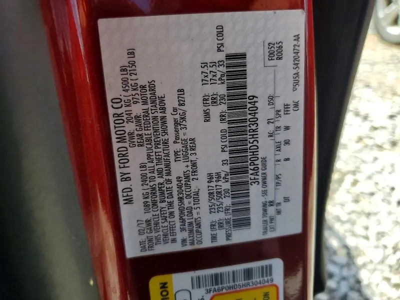 2017 FORD FUSION SE  