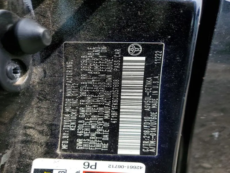 2012 TOYOTA CAMRY LE  