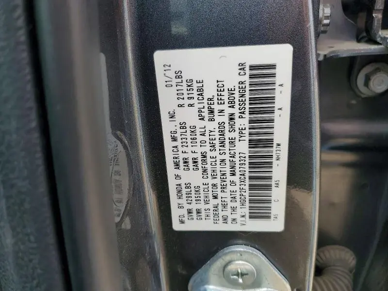 2012 HONDA ACCORD LX  