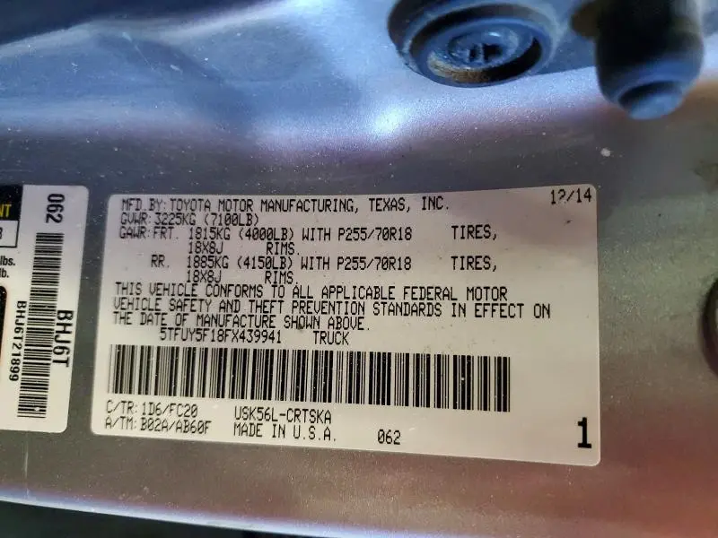 2015 TOYOTA TUNDRA SR5  