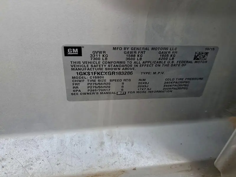 2016 GMC YUKON XL C1500 SLE  