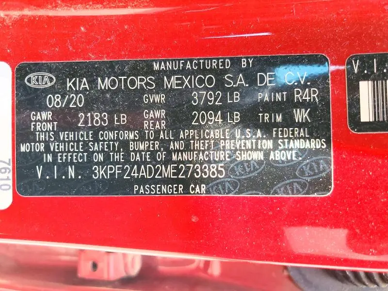 2021 KIA FORTE LXS  