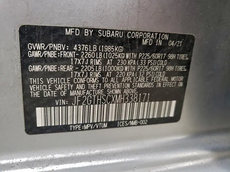 2021 SUBARU CROSSTREK SPORT  