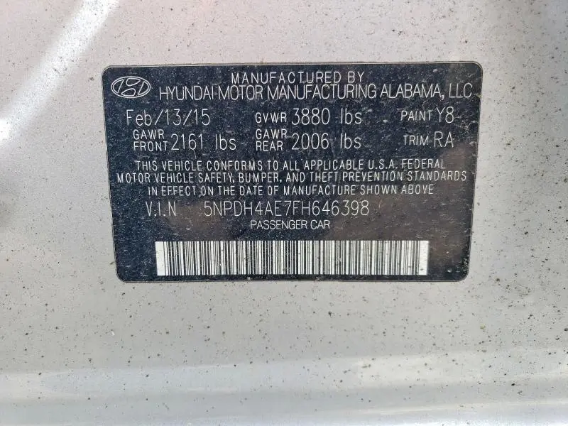 2015 HYUNDAI ELANTRA SE  