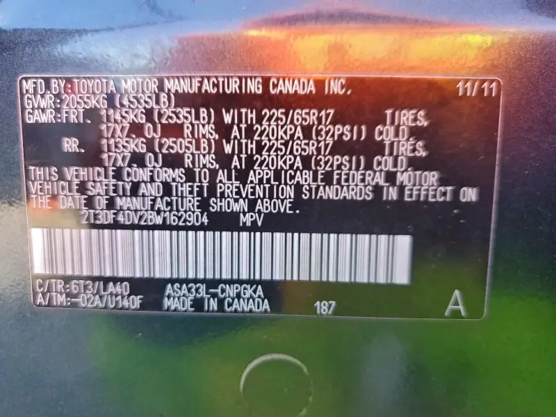 2011 TOYOTA RAV4 LIMITED  