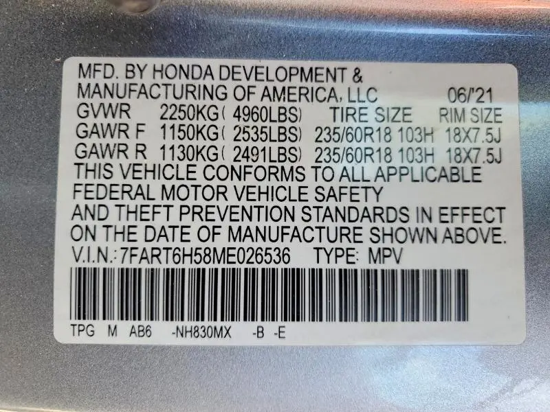 2021 HONDA CR-V EX  