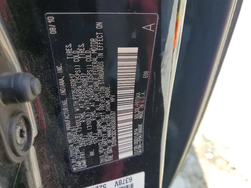 2011 TOYOTA SIENNA XLE 8-PASSENGER  
