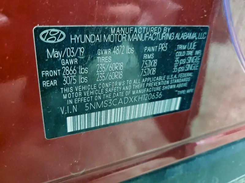 2019 HYUNDAI SANTA FE SEL  