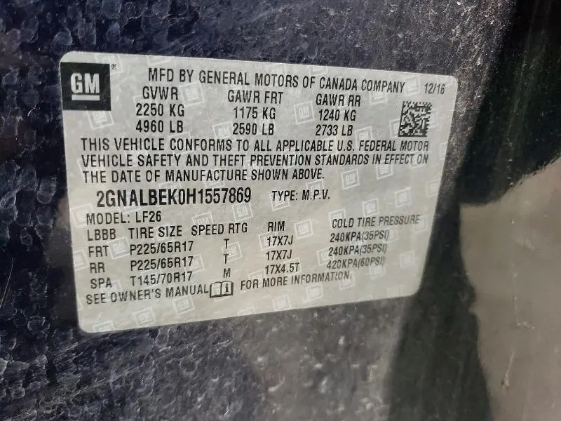 2017 CHEVROLET EQUINOX LS  