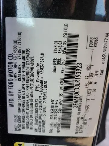 2020 FORD FUSION SEL  