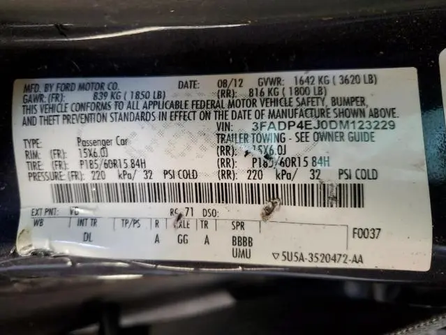 2013 FORD FIESTA SE  