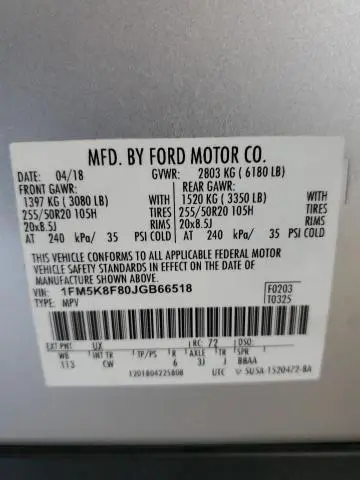 2018 FORD EXPLORER LIMITED  