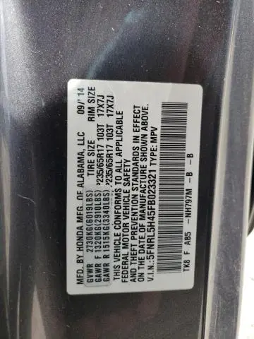2015 HONDA ODYSSEY EX  