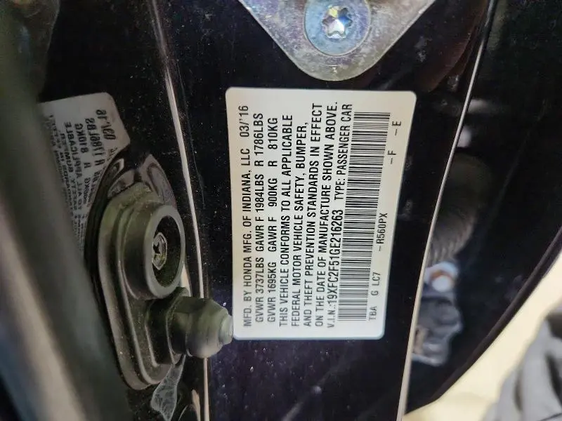 2016 HONDA CIVIC LX  