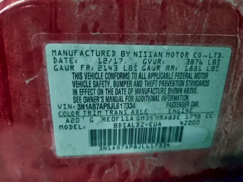 2018 NISSAN SENTRA S  