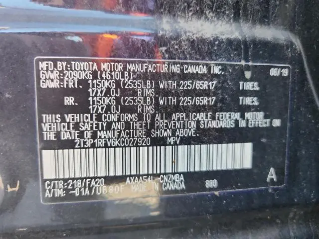 2019 TOYOTA RAV4 XLE  