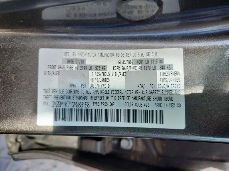 2016 MAZDA 3 SPORT  