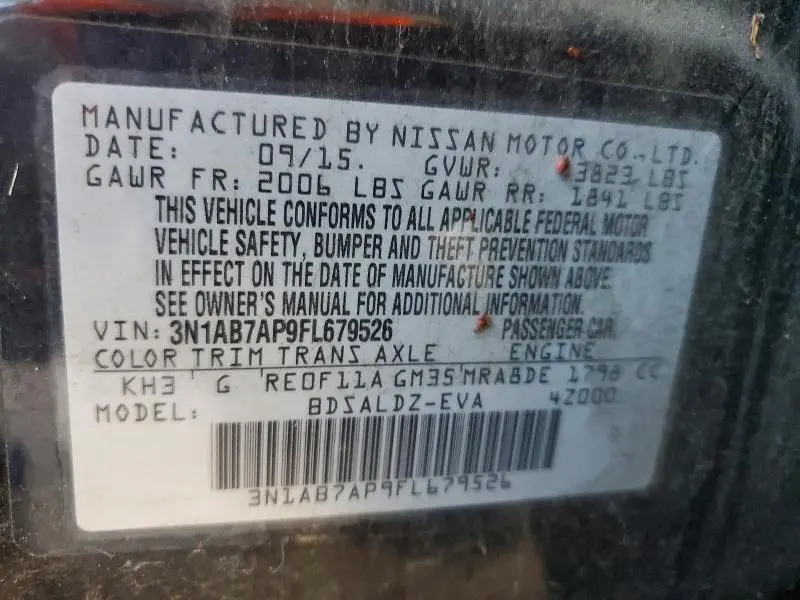 2015 NISSAN SENTRA SV  