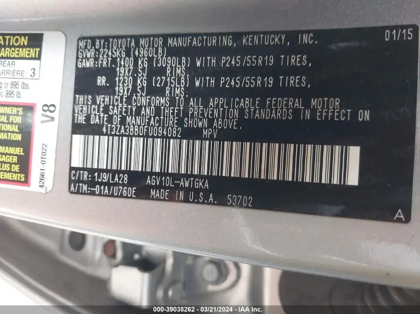 2015 TOYOTA VENZA XLE